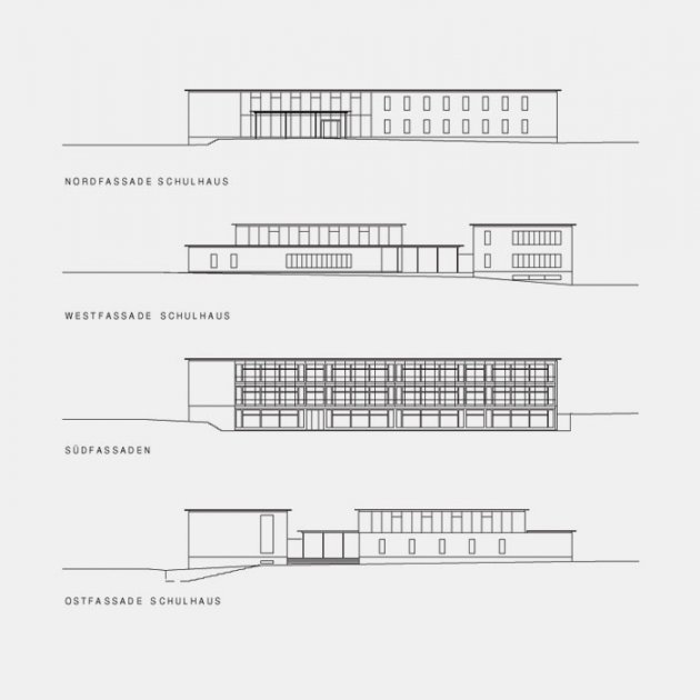 Fassaden Schulhause - Schnitte