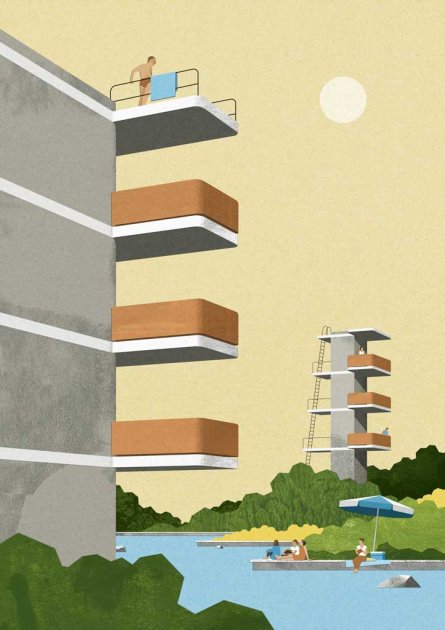 Wohnhäuser Obere Schöntalstrasse, Winterthur, 2010 | Illustration von Aurel Märki, 2025