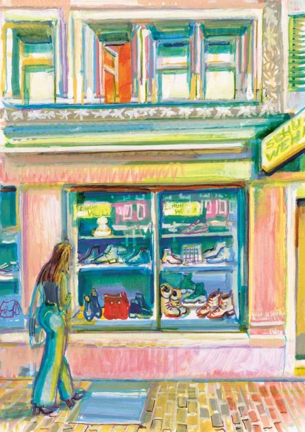 Wohn- und Geschäftshäuser Obertor, Winterthur, 2020 | Aquarell von Maria Pomiansky, 2025