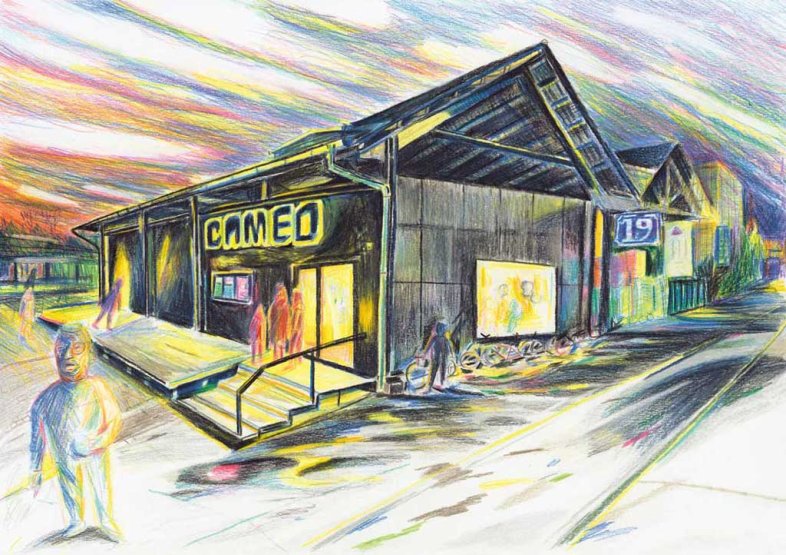Kino Cameo, Winterthur, 2015 | Zeichnung von Luigi Olivadoti, 2025