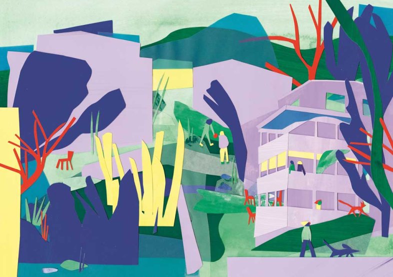 Wohnhäuser Grüntal, Winterthur, 2019 | Collage von Cynthia Häfliger, 2025